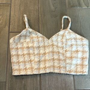 Tan Houndstooth Crop top